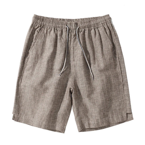 Bermuda de Linho Listrada Borenzi BZ503 feita em linho nobre, leve e respirável, com estampa discreta e caimento sofisticado para estilo refinado.