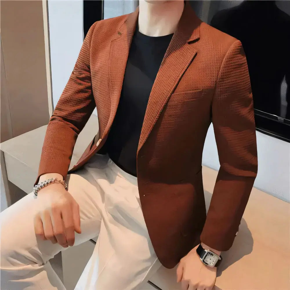 Blazer Masculino Borenzi Noble BZ051, feito com fibra de algodão egípcio de alta qualidade, perfeito para um estilo elegante e sofisticado.