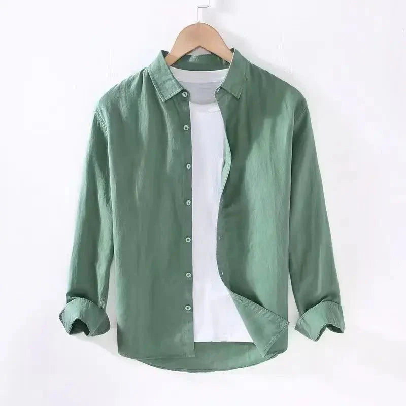Camisa de Linho Masculina Borenzi BZ538 em linho premium, disponível em várias cores. Design clássico, respirável e elegante para looks refinados.