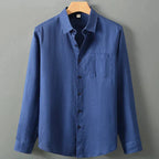 Camisa de Linho Masculina Borenzi BZ792 feita em linho nobre, respirável e sofisticada, com caimento impecável e estilo clássico para eventos elegantes.