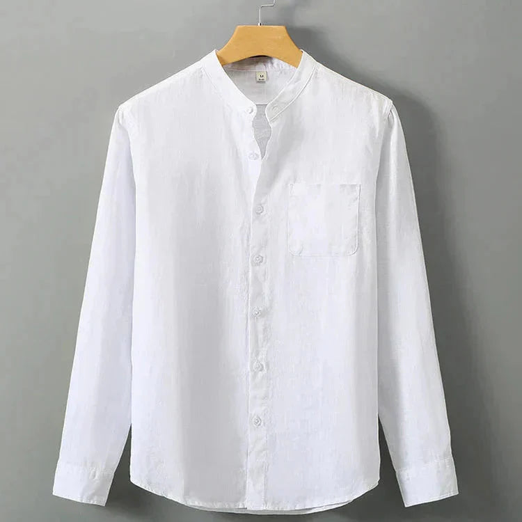 Camisa de Linho Masculina Borenzi BZ792 feita em linho nobre, respirável e sofisticada, com caimento impecável e estilo clássico para eventos elegantes.