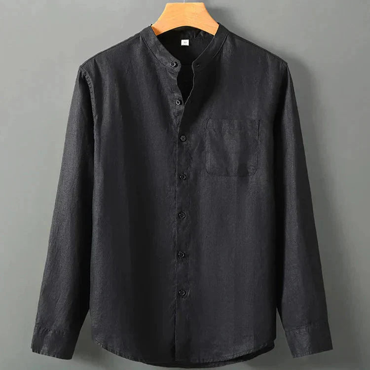 Camisa de Linho Masculina Borenzi BZ792 feita em linho nobre, respirável e sofisticada, com caimento impecável e estilo clássico para eventos elegantes.