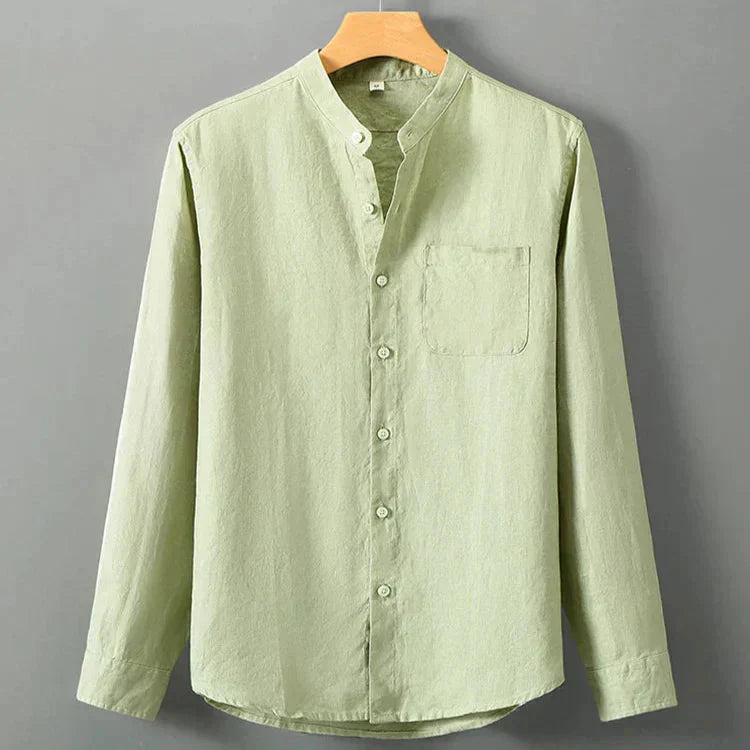 Camisa de Linho Masculina Borenzi BZ792 feita em linho nobre, respirável e sofisticada, com caimento impecável e estilo clássico para eventos elegantes.