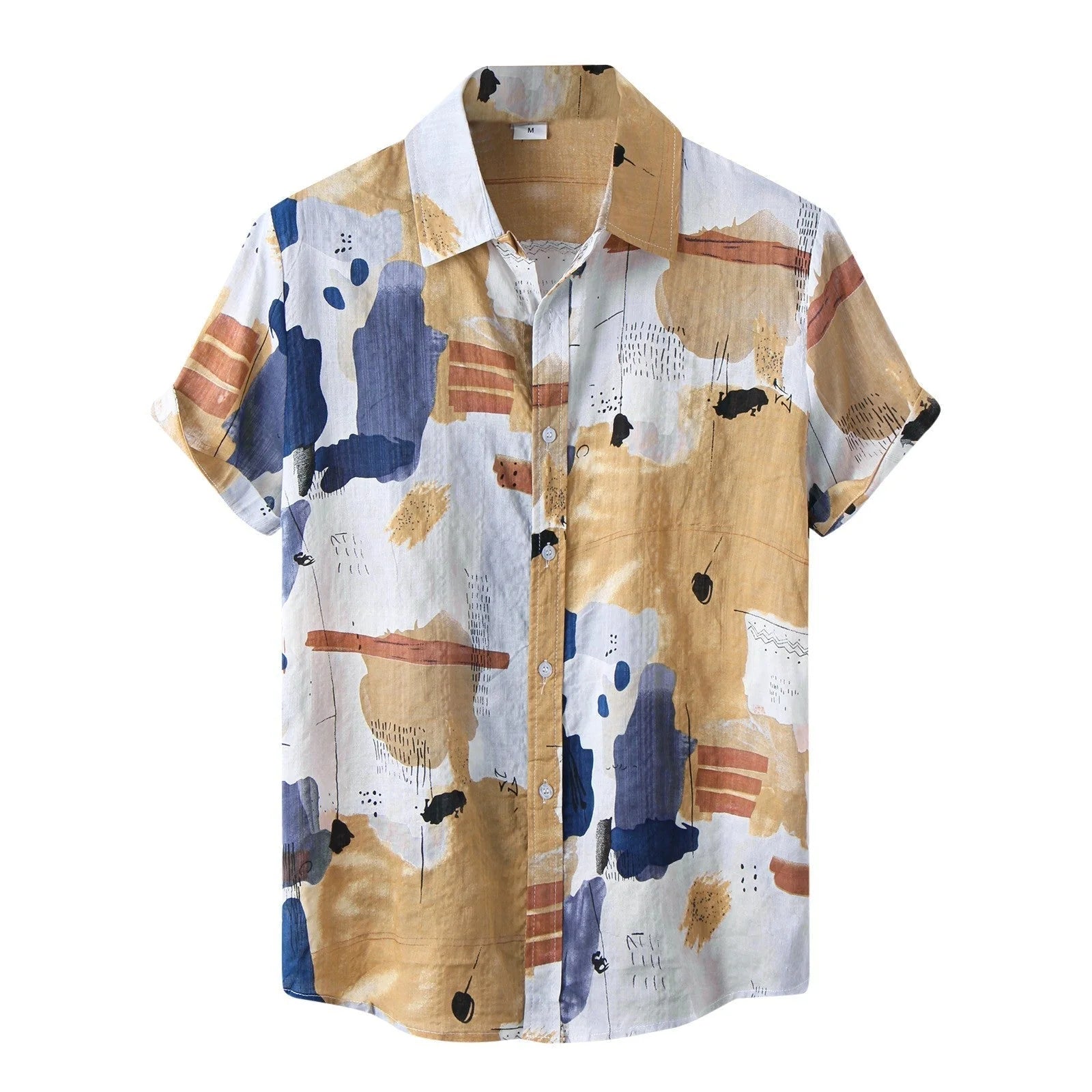 Camisa Manga Curta Borenzi Mirage BZ588 feita em tecido leve, com estampas abstratas modernas e caimento impecável que une frescor, conforto e estilo.
