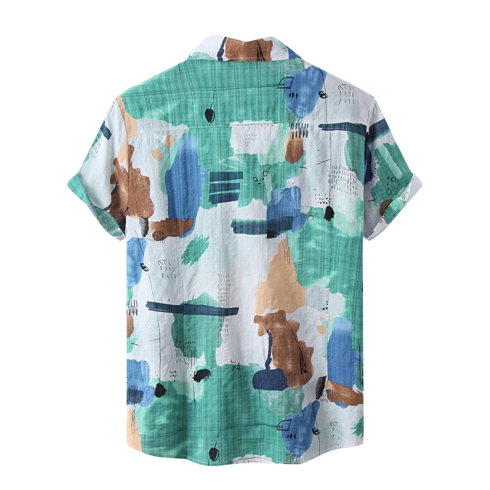 Camisa Manga Curta Borenzi Mirage BZ588 feita em tecido leve, com estampas abstratas modernas e caimento impecável que une frescor, conforto e estilo.