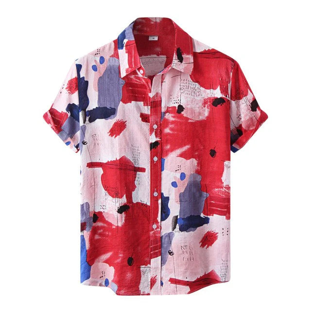Camisa Manga Curta Borenzi Mirage BZ588 feita em tecido leve, com estampas abstratas modernas e caimento impecável que une frescor, conforto e estilo.
