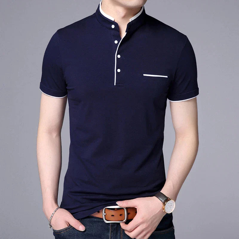 Camisa Polo Masculina Borenzi Beyond BZ079, confeccionada em algodão e poliéster, com toque suave e design versátil para diferentes ocasiões.