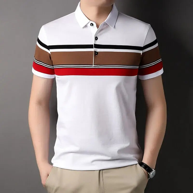 Camisa Polo Masculina Borenzi Prestige BZ081, feita em algodão e poliéster, com design clássico e respirável, ideal para várias ocasiões.
