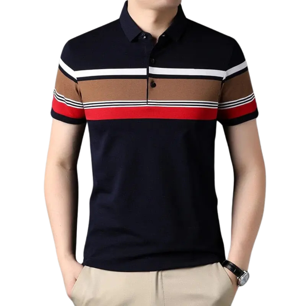Camisa Polo Masculina Borenzi Prestige BZ081, feita em algodão e poliéster, com design clássico e respirável, ideal para várias ocasiões.