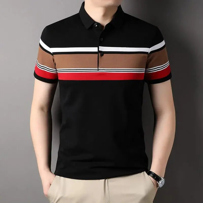 Camisa Polo Masculina Borenzi Prestige BZ081, feita em algodão e poliéster, com design clássico e respirável, ideal para várias ocasiões.