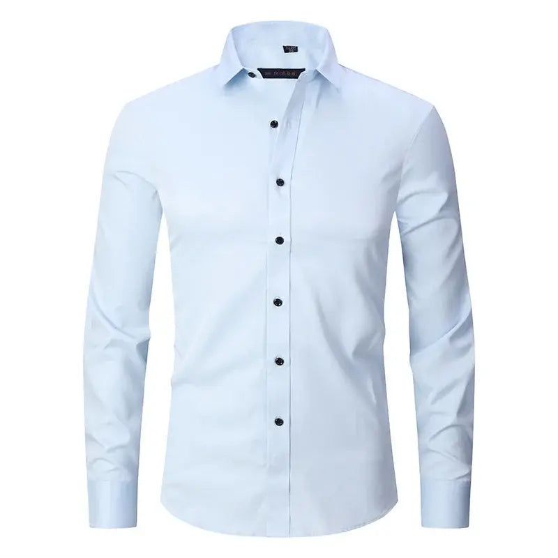 Camisa Social de Algodão Masculina Borenzi BZ083, slim fit, leve e elegante, ideal para ambientes profissionais e eventos formais.
