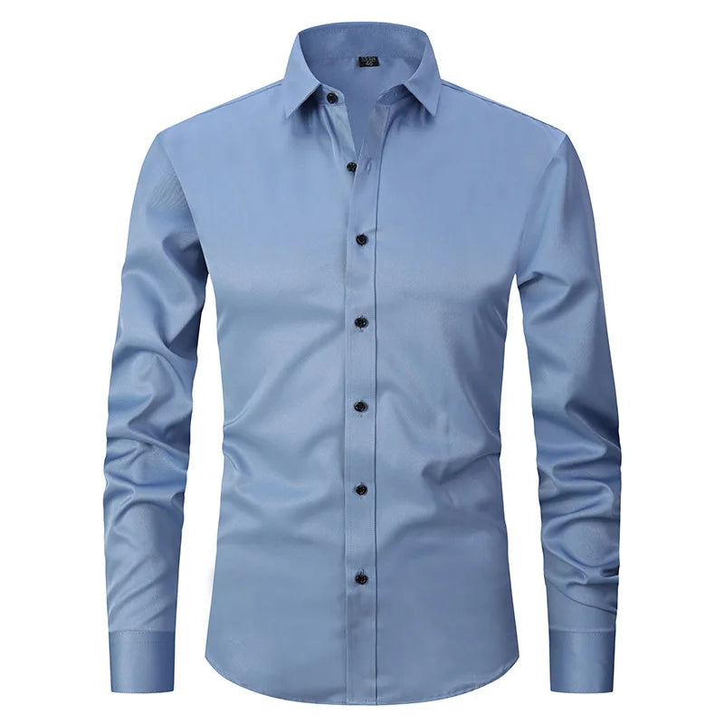 Camisa Social de Algodão Masculina Borenzi BZ083, slim fit, leve e elegante, ideal para ambientes profissionais e eventos formais.
