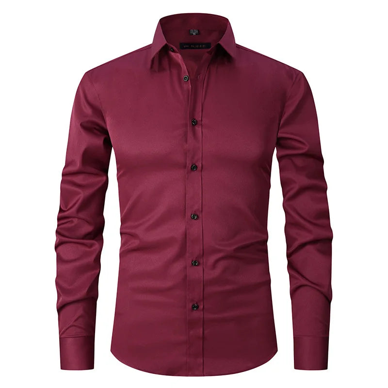 Camisa Social de Algodão Masculina Borenzi BZ083, slim fit, leve e elegante, ideal para ambientes profissionais e eventos formais.