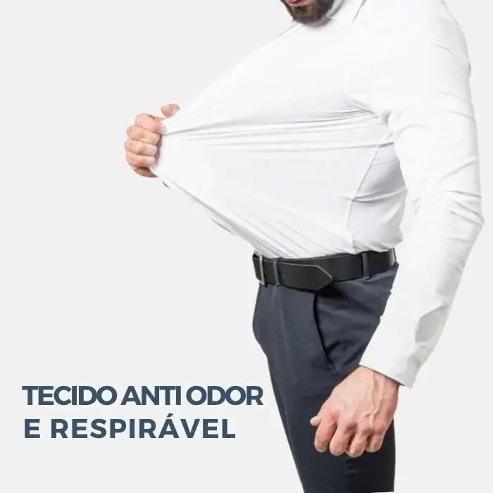 Camisa Social de Algodão Masculina Borenzi BZ083, slim fit, leve e elegante, ideal para ambientes profissionais e eventos formais.