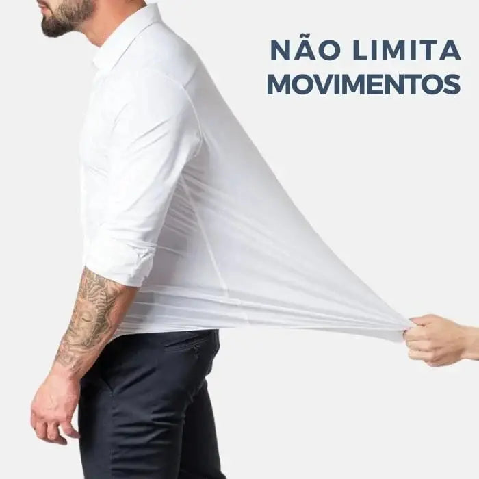 Camisa Social de Algodão Masculina Borenzi BZ083, slim fit, leve e elegante, ideal para ambientes profissionais e eventos formais.