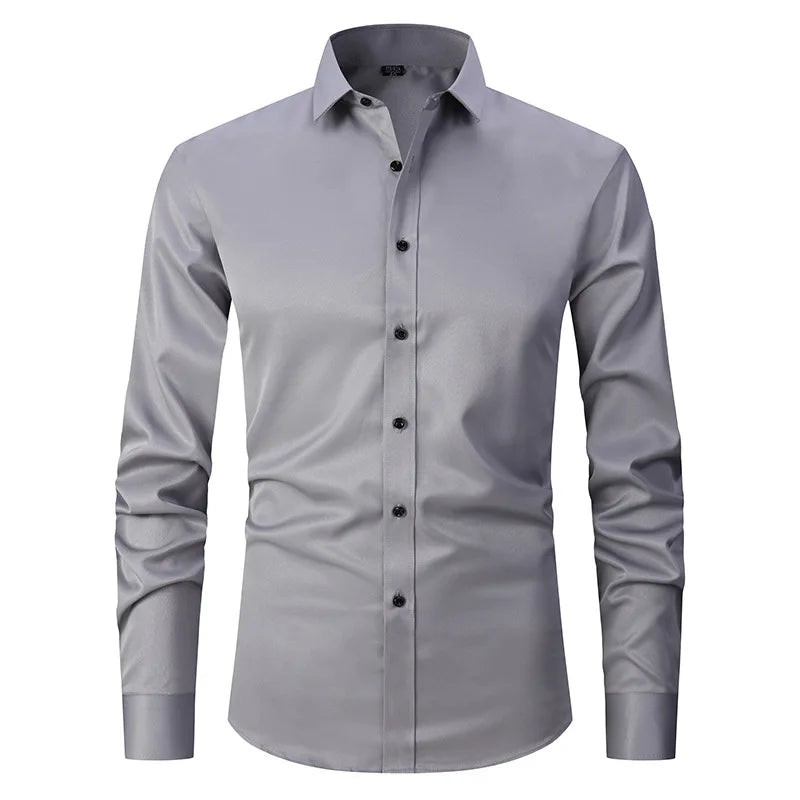 Camisa Social de Algodão Masculina Borenzi BZ083, slim fit, leve e elegante, ideal para ambientes profissionais e eventos formais.