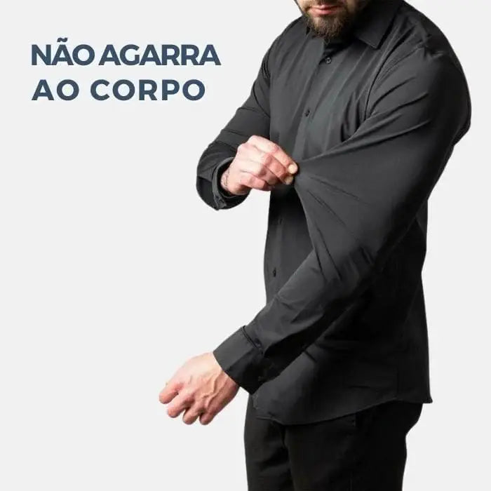 Camisa Social de Algodão Masculina Borenzi BZ083, slim fit, leve e elegante, ideal para ambientes profissionais e eventos formais.