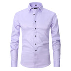 Camisa Social de Algodão Masculina Borenzi BZ083, slim fit, leve e elegante, ideal para ambientes profissionais e eventos formais.