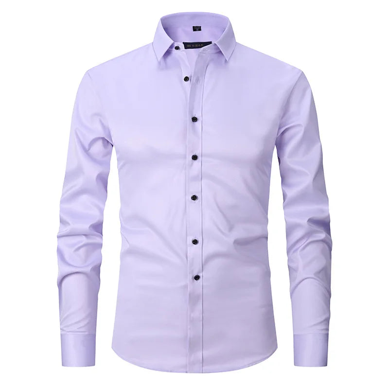 Camisa Social de Algodão Masculina Borenzi BZ083, slim fit, leve e elegante, ideal para ambientes profissionais e eventos formais.
