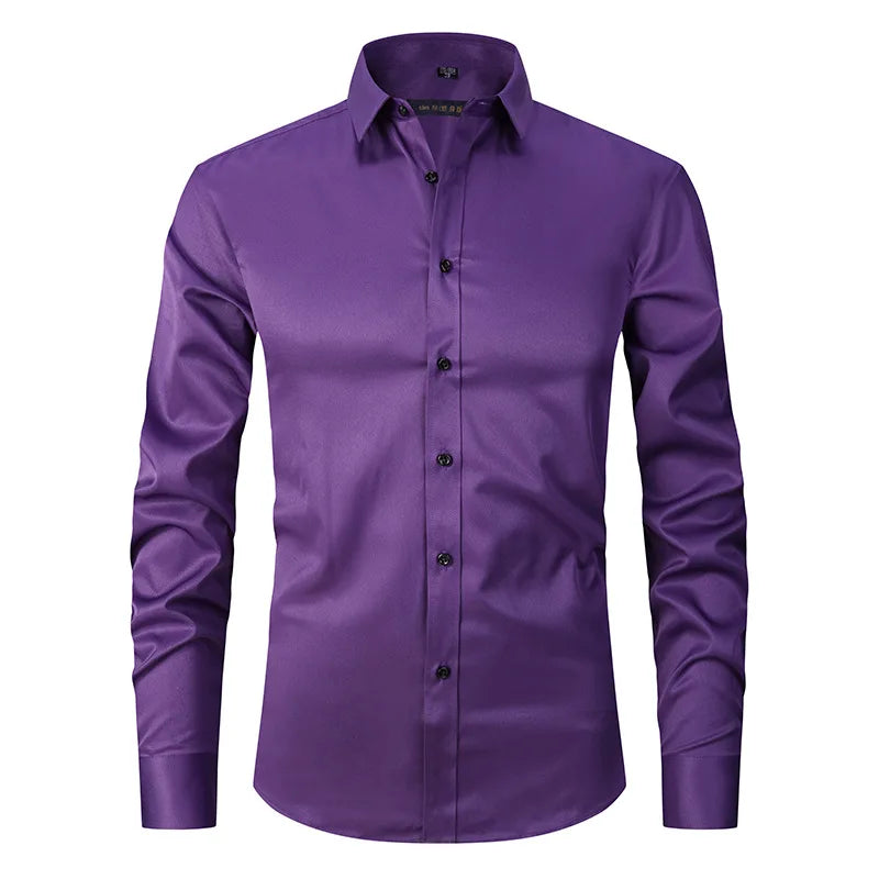 Camisa Social de Algodão Masculina Borenzi BZ083, slim fit, leve e elegante, ideal para ambientes profissionais e eventos formais.