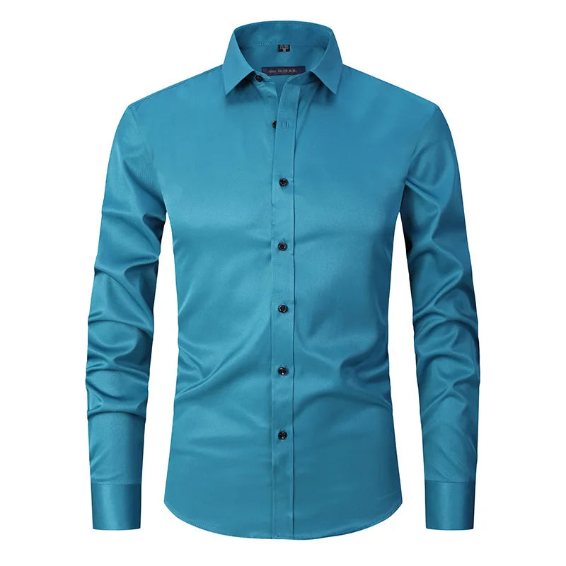 Camisa Social de Algodão Masculina Borenzi BZ083, slim fit, leve e elegante, ideal para ambientes profissionais e eventos formais.