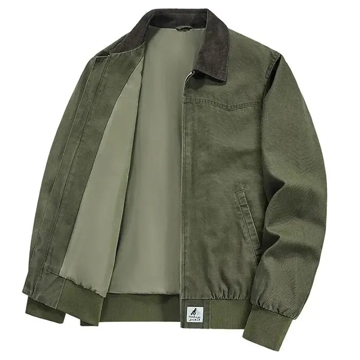 Jaqueta Bomber Vintage Masculina Borenzi BZ319 com estilo retrô, interior forrado e tecido resistente. Elegância e conforto para uso diário e especial.