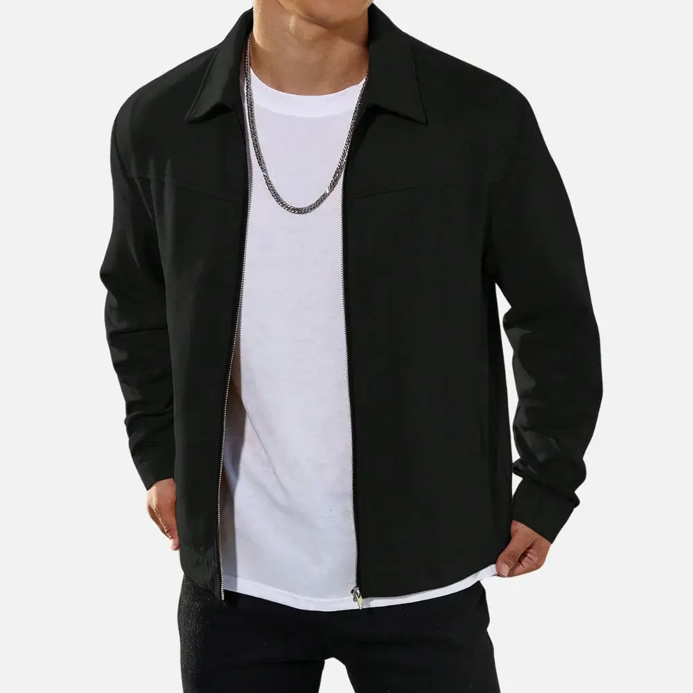 Jaqueta Masculina Casual Borenzi BZ026 com fechamento frontal por zíper, mangas longas e estilo moderno. Conforto e sofisticação para o dia a dia.