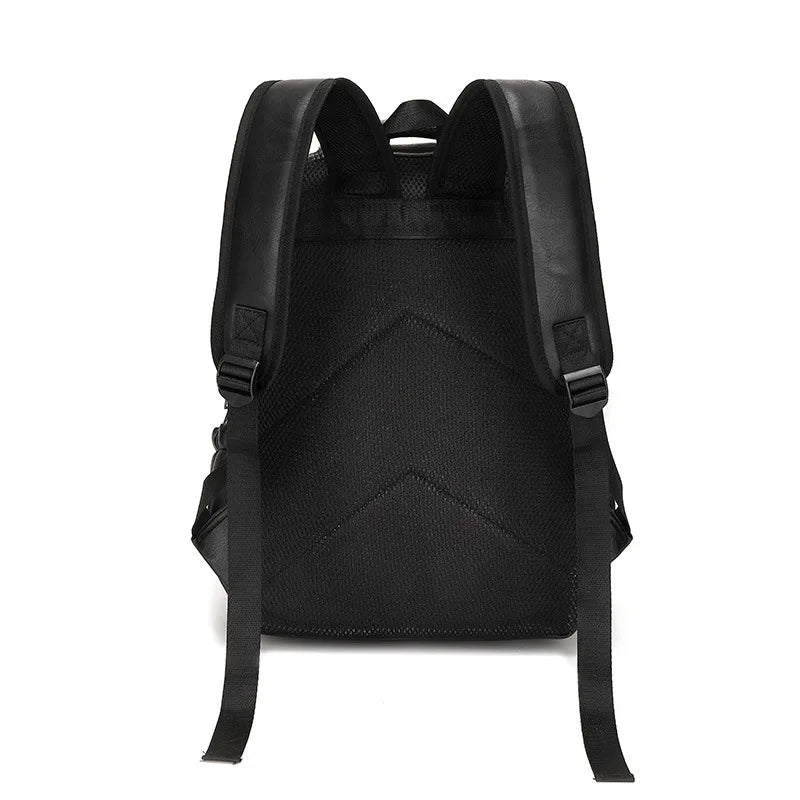 Mochila de Couro Masculina Borenzi BZ072 com resistência à água, porta USB, alças ergonômicas e compartimentos para notebook e tablet