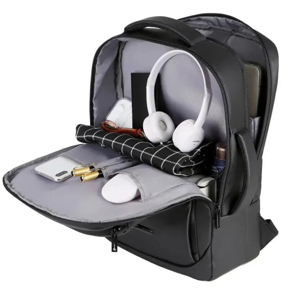 Mochila Executiva Borenzi BZ066 com tecido impermeável, porta USB, alças acolchoadas e espaço seguro para notebook 15''. Ideal para trabalho e viagens.