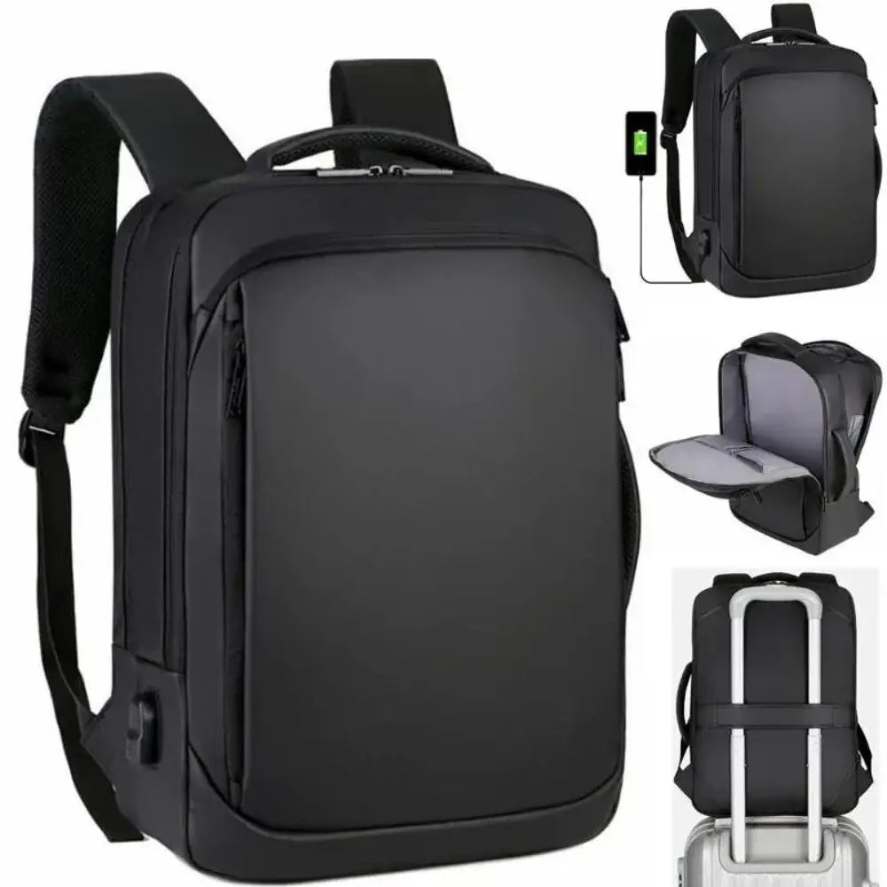 Mochila Executiva Borenzi BZ066 com tecido impermeável, porta USB, alças acolchoadas e espaço seguro para notebook 15''. Ideal para trabalho e viagens.