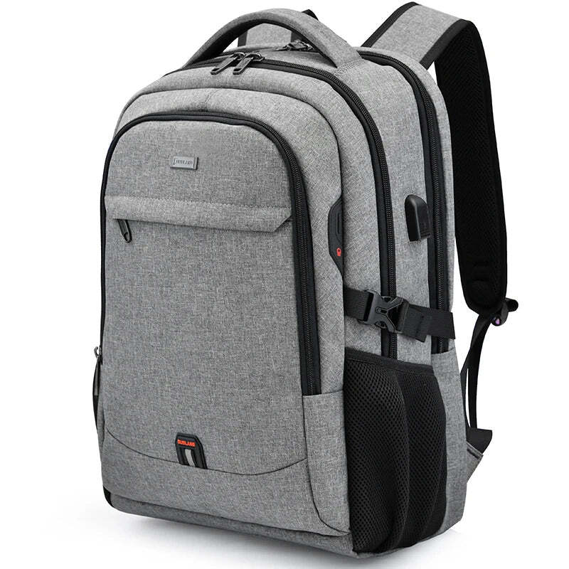 Mochila Executiva Borenzi BZ348 em tecido Oxford impermeável com porta USB e compartimento para notebook 17''. Ideal para negócios e deslocamentos.
