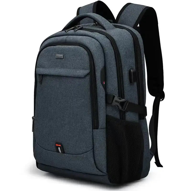Mochila Executiva Borenzi BZ348 em tecido Oxford impermeável com porta USB e compartimento para notebook 17''. Ideal para negócios e deslocamentos.