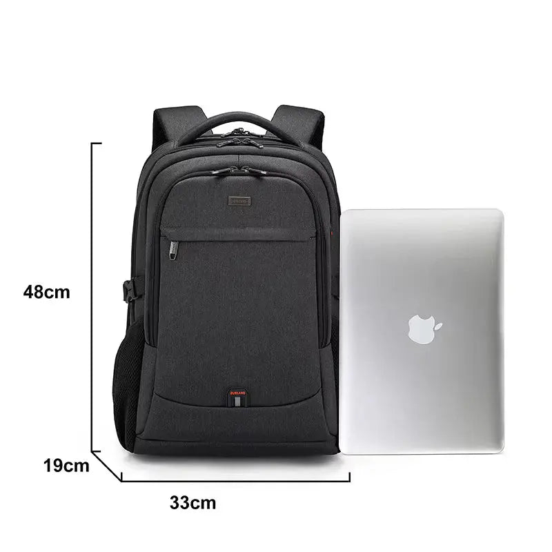 Mochila Executiva Borenzi BZ348 em tecido Oxford impermeável com porta USB e compartimento para notebook 17''. Ideal para negócios e deslocamentos.