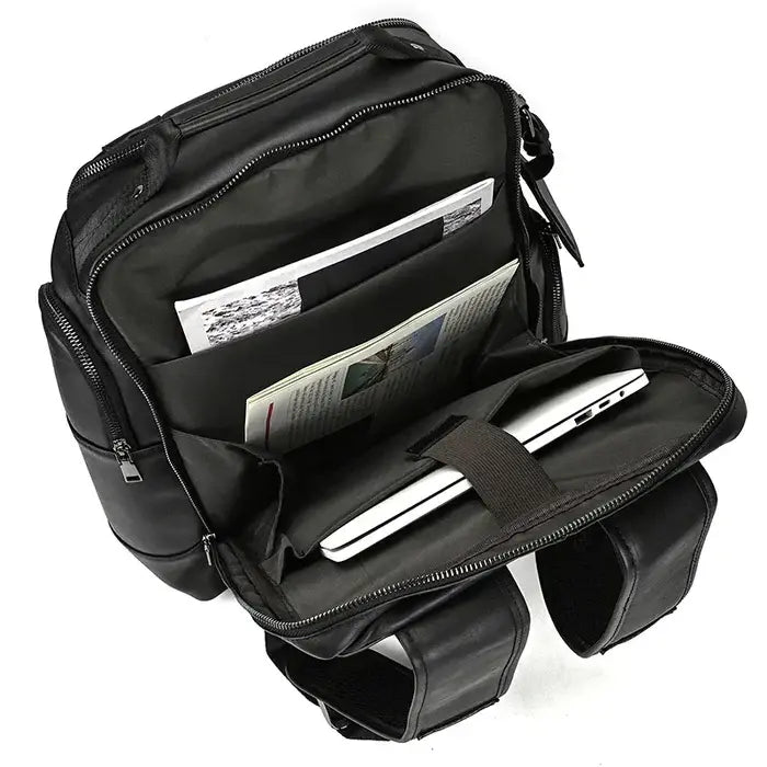 Mochila Executiva em Couro Borenzi Retrô BZ071 com design clássico, couro refinado e compartimentos funcionais para notebooks e itens pessoais.